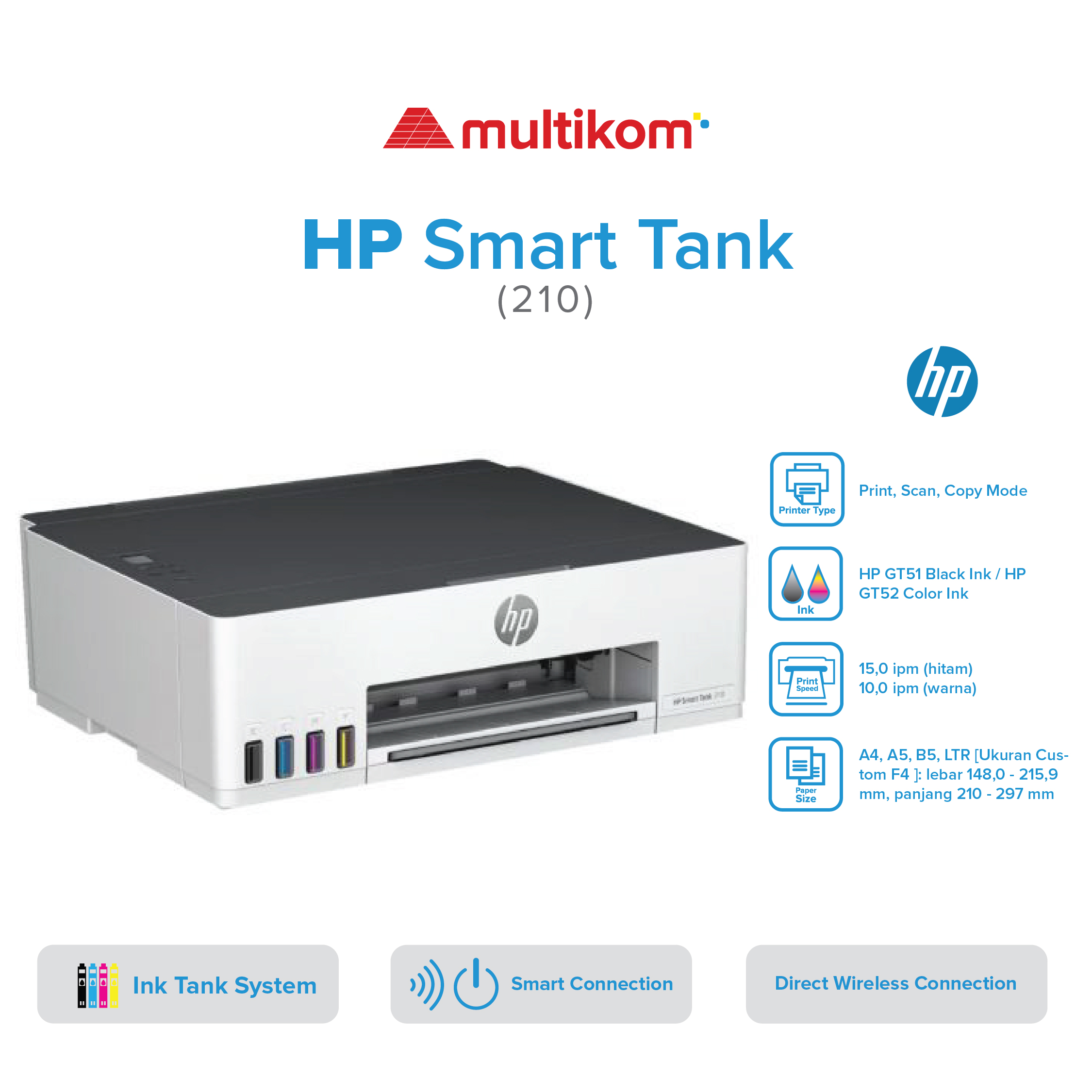 PRINTER HP SMART TANK 210 Print Only