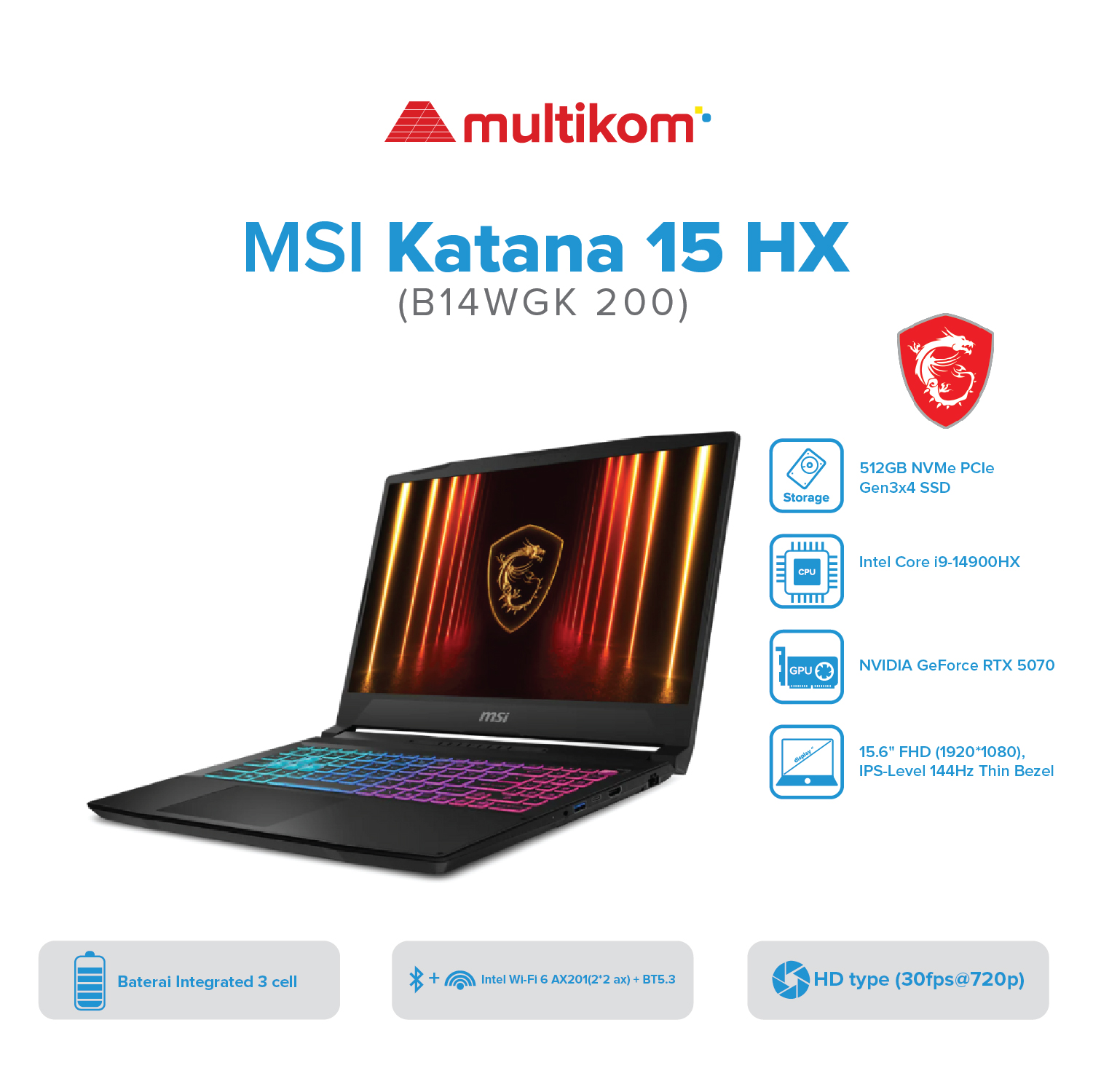 MSI Katana 15 HX B14WGK 200 i9-14900HX RTX5070-8G - Image 5