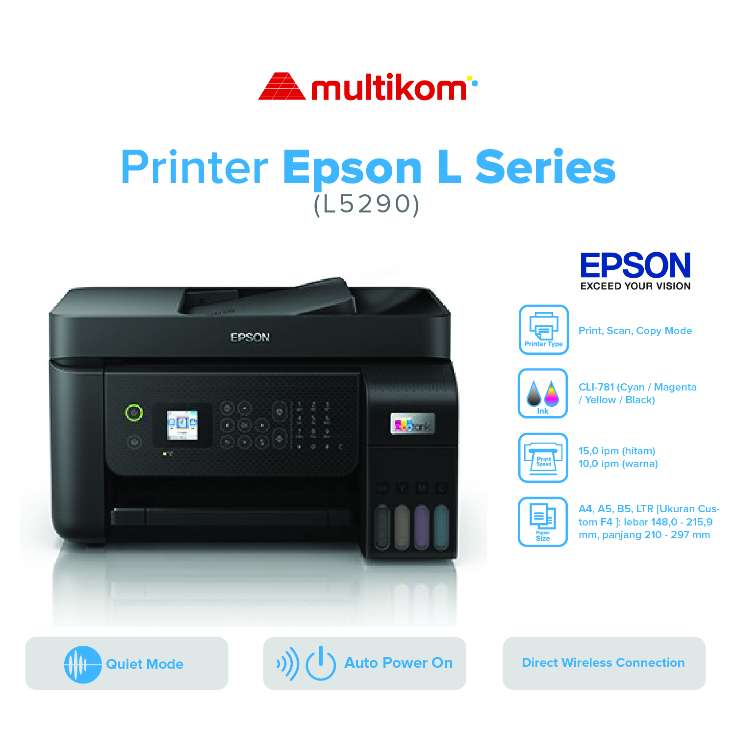 Printer Epson L5290 Print, Scan, Copy, Fax ADF, Wifi